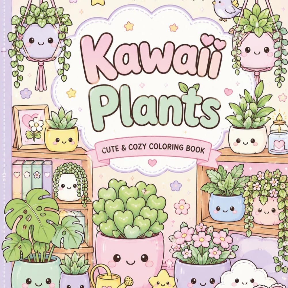 Kawaii Plants - Step into a world of adorable plants, cozy garden rooms. Bold and easy.: Perfect for teens, adults, and anyone who loves kawaii art, ... designs that are both relaxing and fun.
