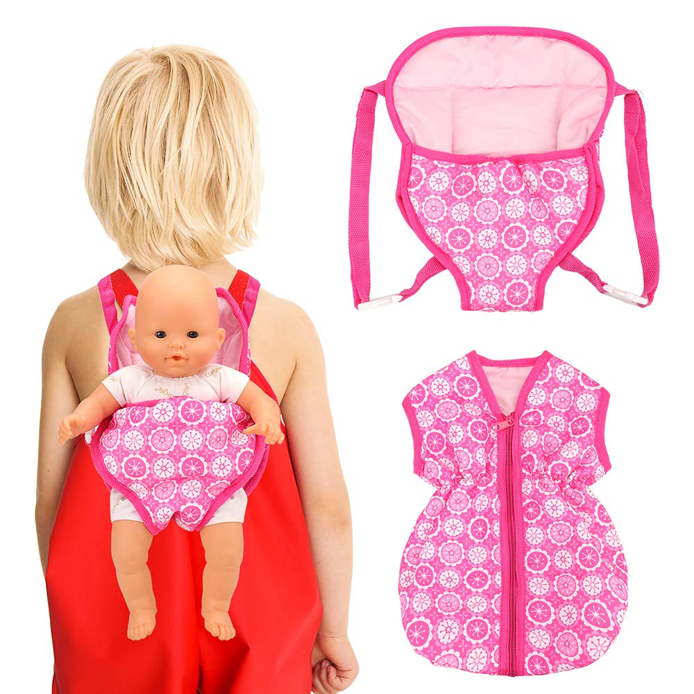 Barwa 2 Set Doll Backpack Wrap Sleeping Bag Doll Carrier Doll Sleeping Wear for Bitty Baby Doll 18 inch Girl Doll Accessoire for 14-18 Inch Doll