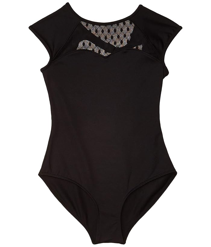Bloch Kids  Spot Mesh Cap Sleeve Leotard (Toddler/Little Kids/Big Kids) (Black) Girls Jumpsuit and Rompers One Piece