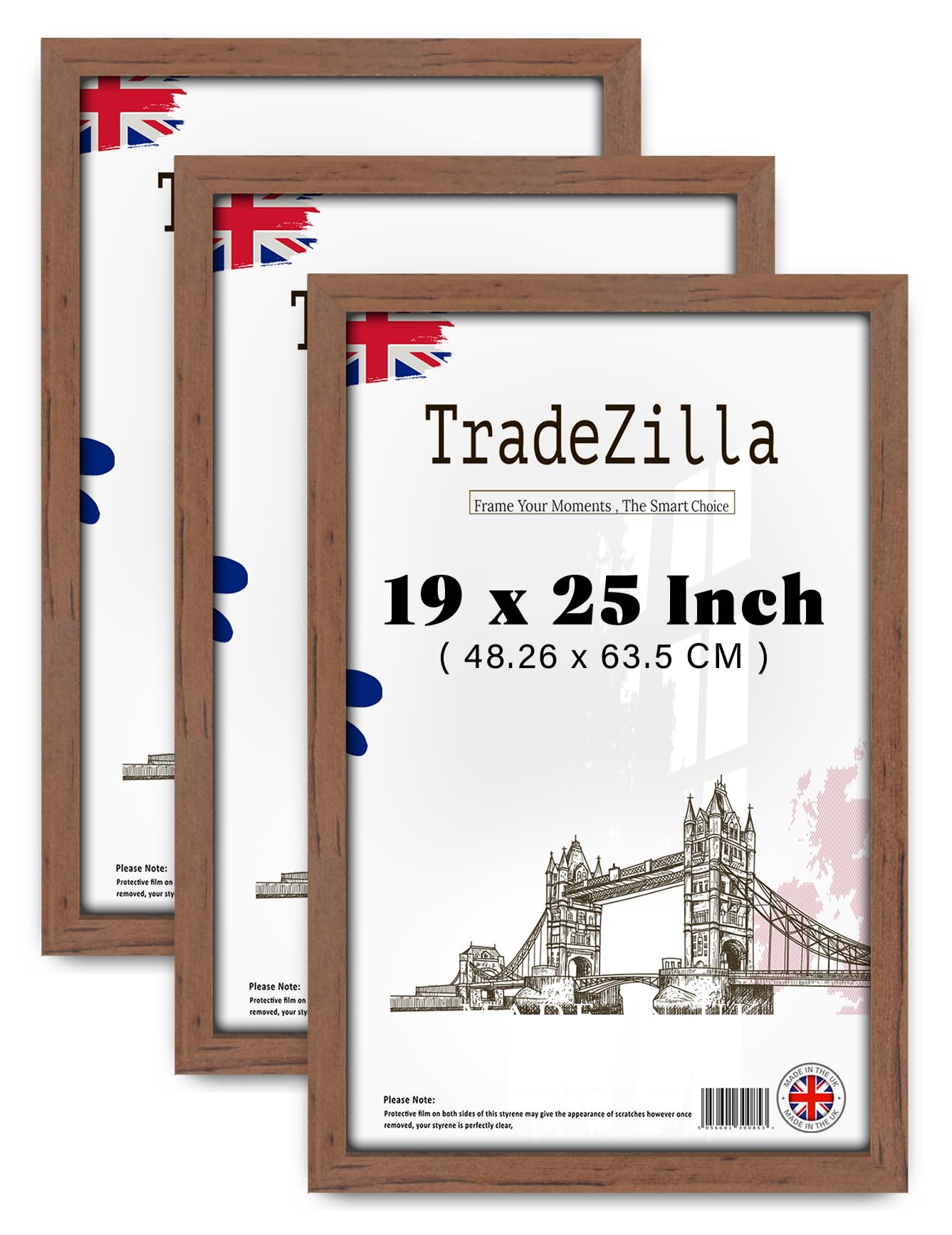 TradeZilla pack of 3 Wood Finish Picture Frame (48.26 x 63.5 CM) Classic Design for Home & Office Wall Gallery, Engineered MDF Frame for Art, Photography & Certificates [ Walnut ]