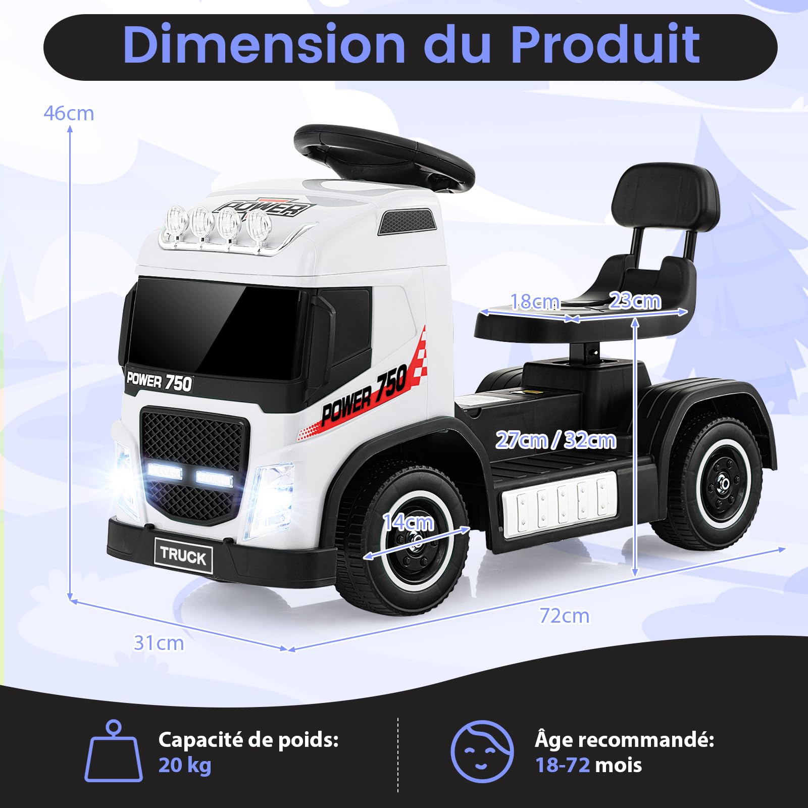 GOPLUS Mini Voiture Électrique 6V Enfant – 2 Km/h, Télécommande, LED, Klaxon, Repose-pieds, Charge 20 Kg, Pneus Tout Terrain – Dès 18 Mois