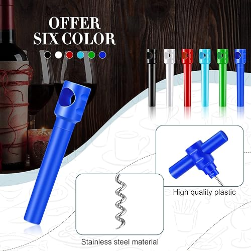 Miniatura 7 de Patelai 6 piezas de sacacorchos de vino de bolsillo de viaje portátil abridor de vino de plástico abrecorcho para vino, mini tornillo de corcho para