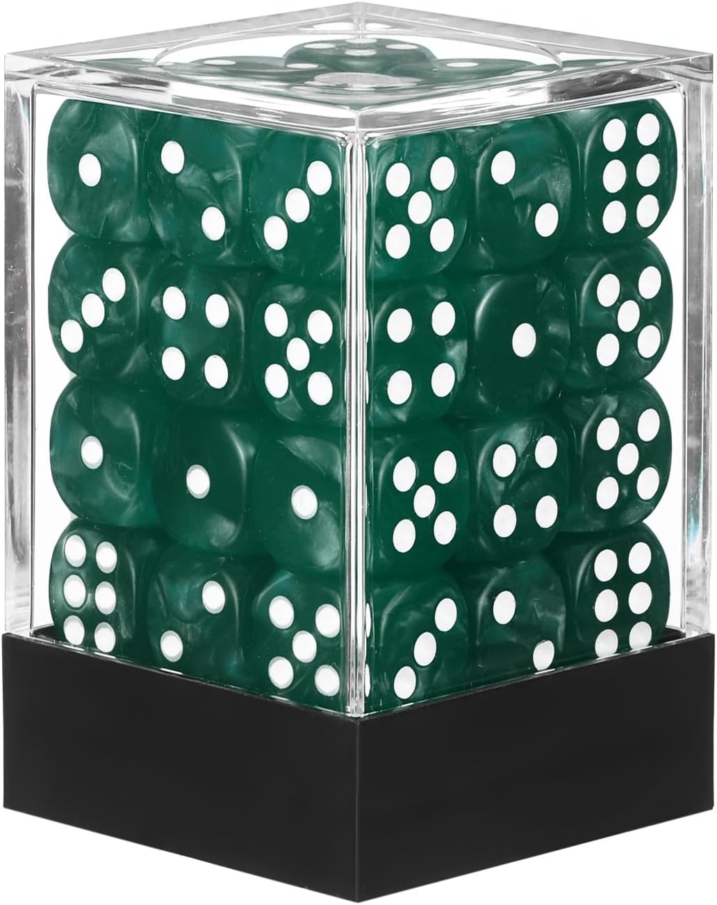 12mm Polyhedral Dice, Square Acrylic 6 Sided Pearl Pattern Dice with Plastic Box Perfect for Board Games, Table Game & Classroom Teaching (White, 36pcs)