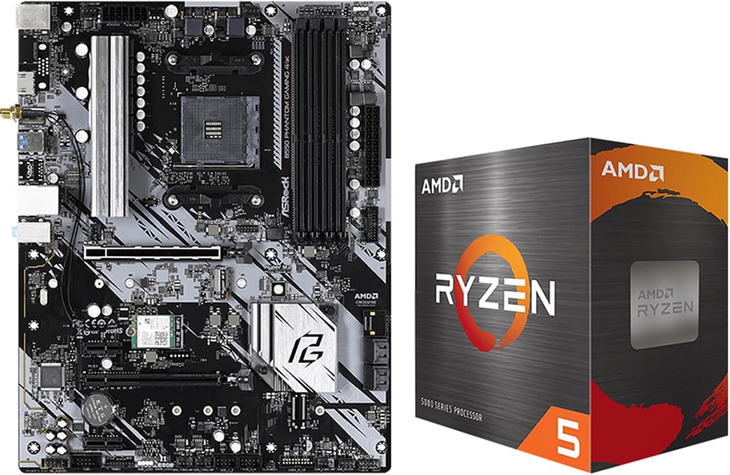 AMD 5500 Processor with ASRock B550 Phantom Gam4 Motherboard | CPU Motherboard Combo, AM4, DDR4, M.2, 6 x SATA3 6.0 Gb/s, WiFi, Bluetoothe, ATX, Windows 10/ 11 64-bit Support