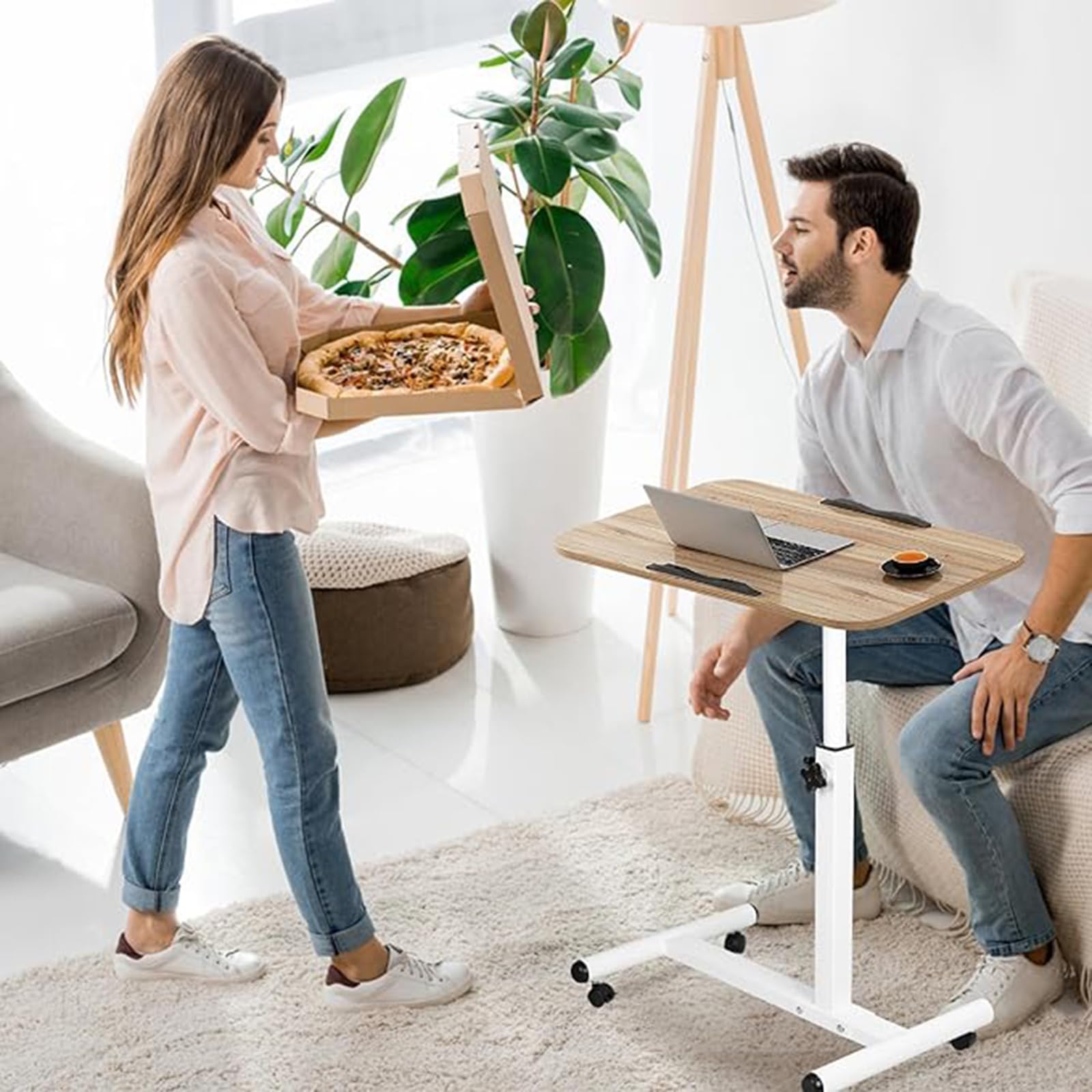 Tavolino Servitore Medico Ad Altezza Regolabile con Ruote - Scrivania Pieghevole per Laptop per Ufficio, Casa E Ospedale - Comodino con Ruote per Una Facile Mobilità(Color:B)
