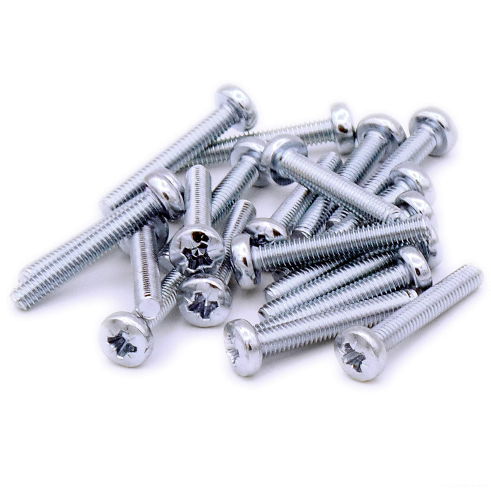 M4 (4mm x 25mm) Pozi Pan Machine Screw (Bolt) - Steel (Pack of 20)