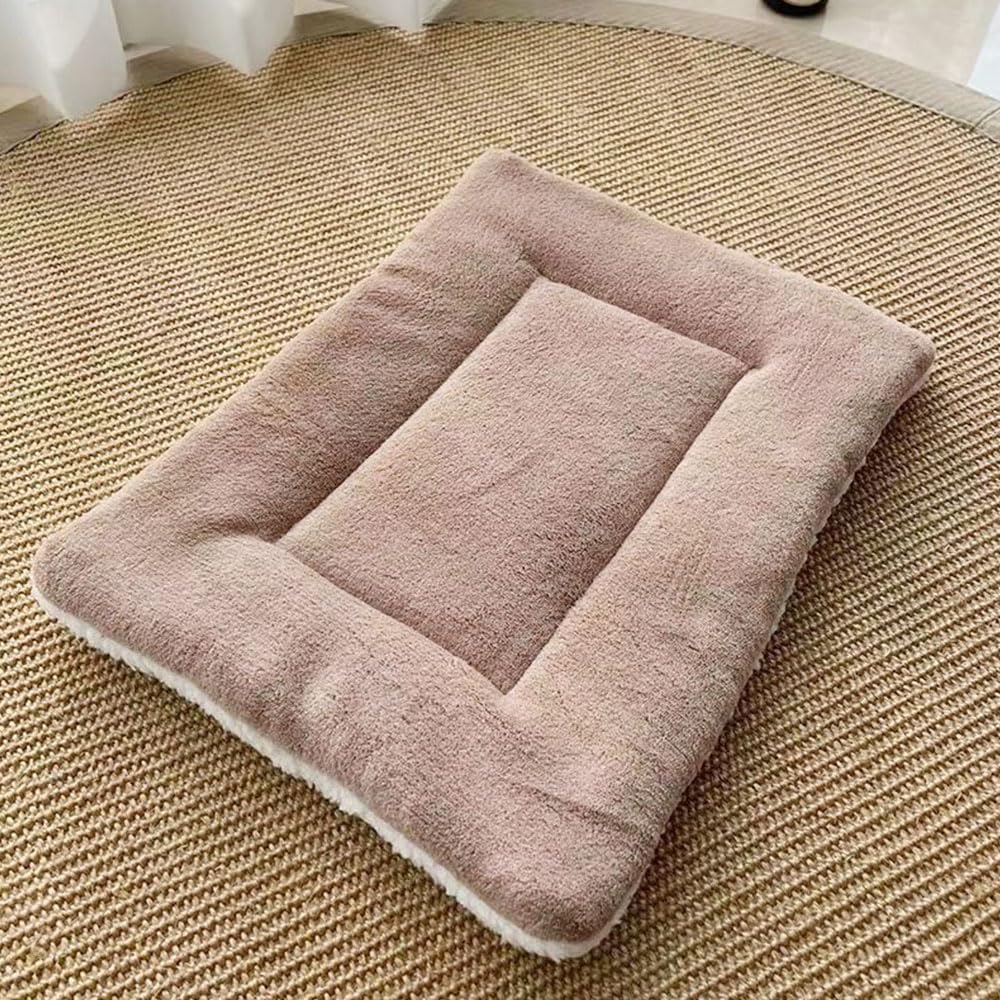 Hiseng Soft Fluffy Dog Bed, Self-Warming Sherpa Cat Bed Washable Simple Solid Color Dog Beds Medium, Short Velvet Anti-Slip Bottom Cat Beds for Indoor Cats (L/65x50cm,Light Brown)