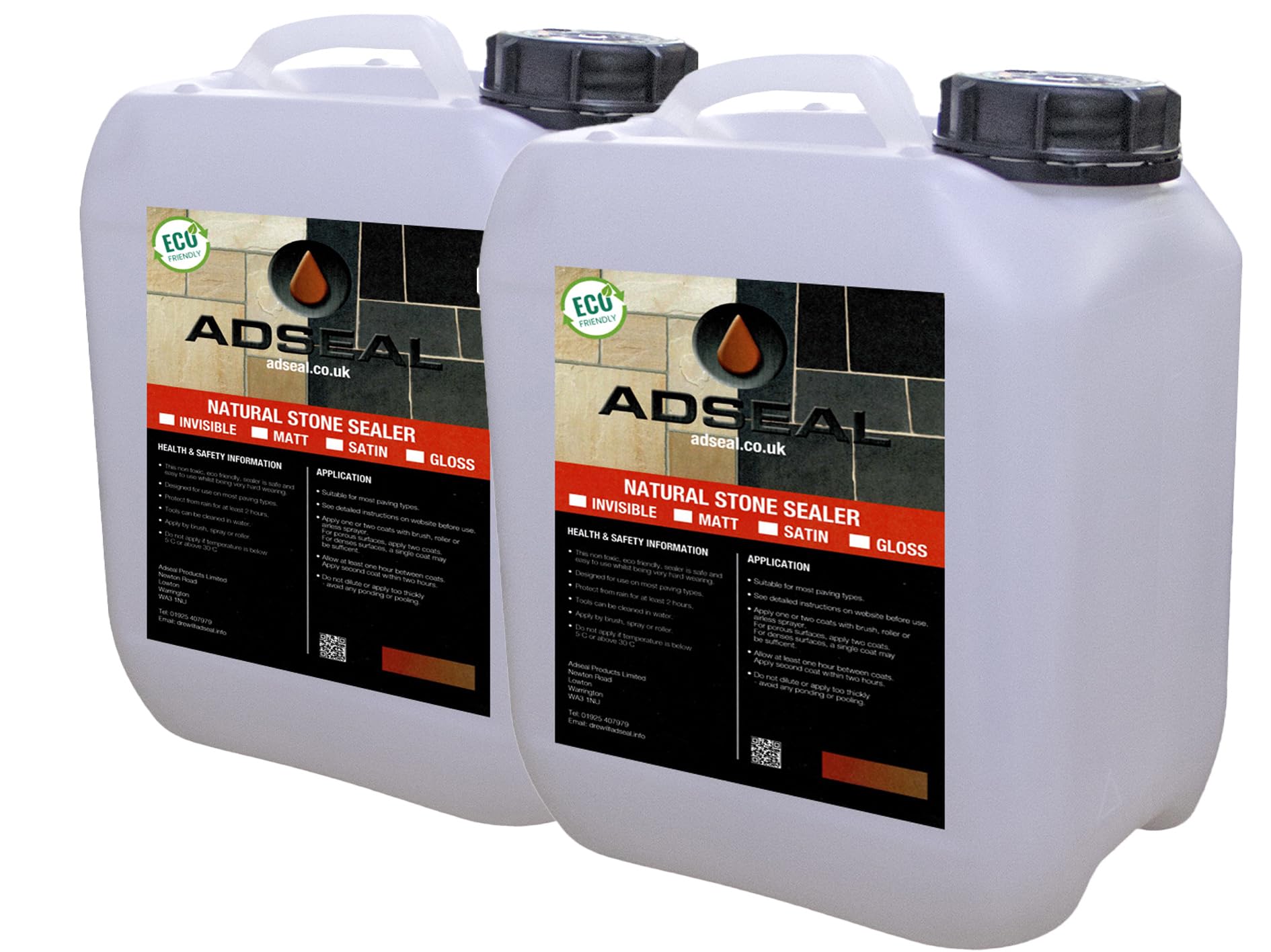 AdSeal Natural Stone Sealer, Invisible Breathable sealer for Concrete and Natural stone, Including Sandstone, Limestone, Yorkstone, Porcelain Etc. (Standard, 10 Litre)