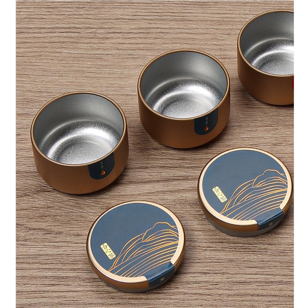 Juego De Té Recipiente Creativo for almacenar té Suelto, Lata de Hierro Redonda pequeña de Color sólido, Lata vacía, Juego de té, Caja de Regalo de Diez latas Tarro para Guardar Té(A)