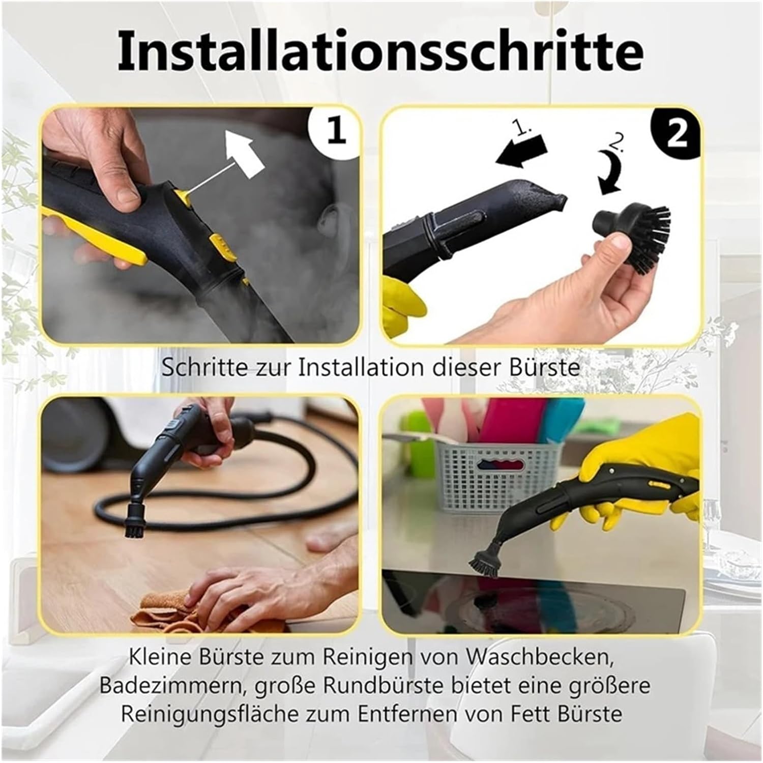 12PCS Replacement Round Brush Set Nozzle,Compatible With Karcher Easyfix SC1 SC2 SC3 SC4 SC5 Steam Cleaner Accessories Parts