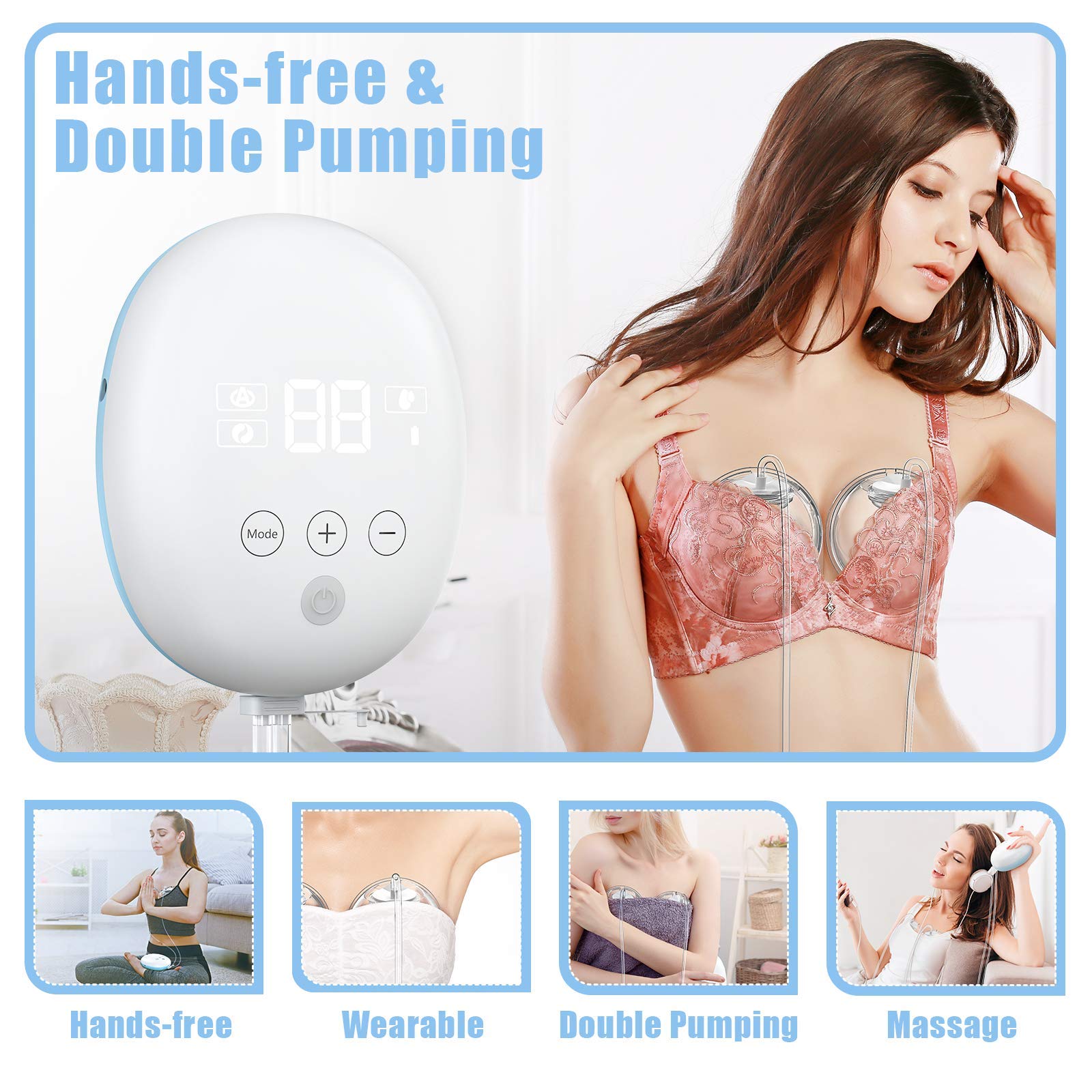 FEISIKE Wearable Electric Double Breast Pumps,Portable Hands Free Pump