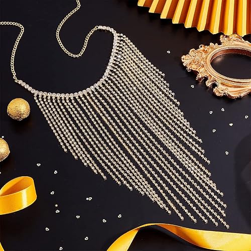 Miniatura 5 de AHANDMAKER Máscara de mascarada con flecos para mujer, velo facial con borla de diamantes de imitación con cadena para Mardi Gras fiesta de Halloween