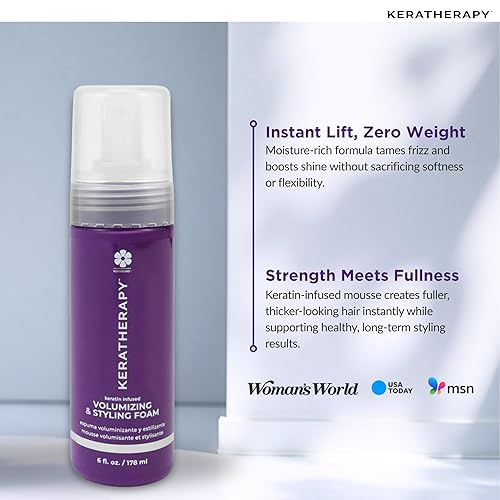 Miniatura 2 de KERATHERAPY Espuma nutritiva voluminizadora con infusión de queratina, 6 onzas líquidas, 6.0 fl oz, espuma para peinar el cabello con aceite de
