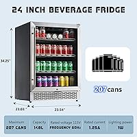Vista 8 de Albott Beverage Refrigerator-24 In fridge with Glass Door, Adjustable Shelves and LED Touch Panel, Under Counter Design for Wine Beer, Built-In or