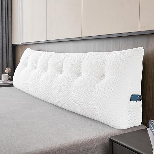 Miniatura 30 de Cabecera triangular grande, respaldo de cuña y de posicionamiento, almohadas de lectura, almohadas para cama de día, literas, con funda extraíble,