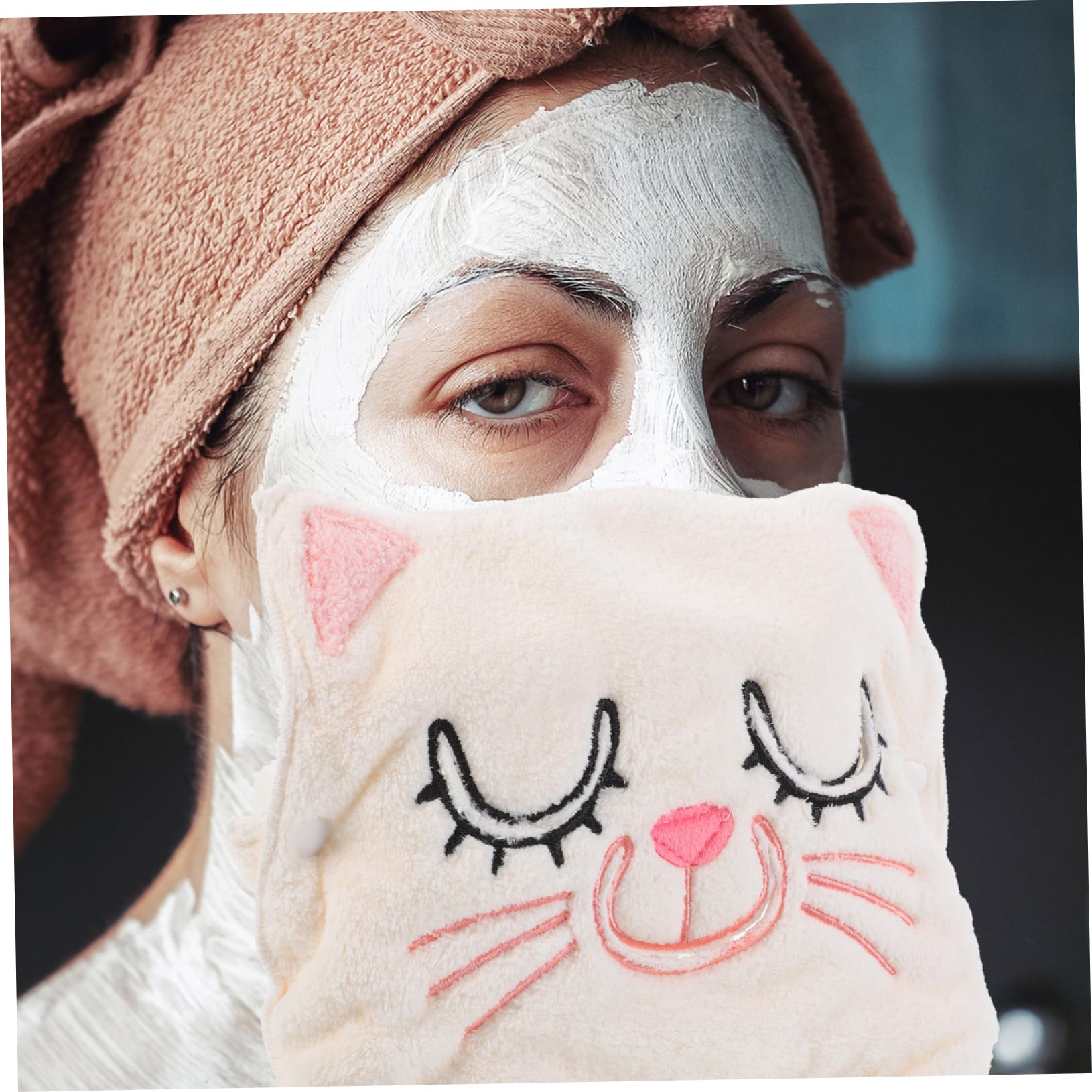 3 Pezzi Maschera Telo Riutilizzabile Fleece per Trattamenti con Design Carino e Confortevole per Della e Pori