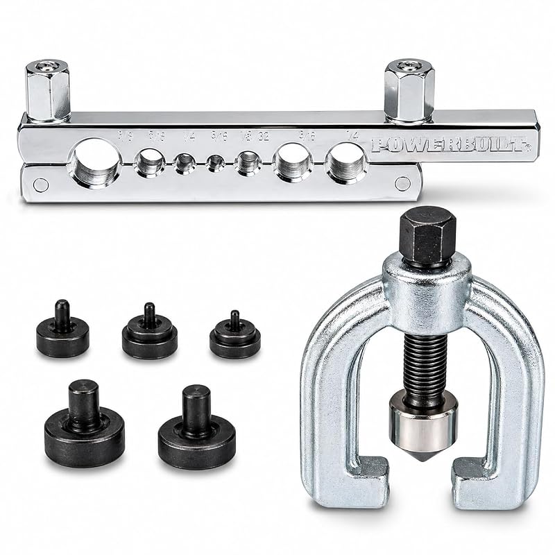 Kit de Ferramentas para Flangeamento Duplo Powerbuilt com 7 Peças para Tubos de Freio e Combustível 940648