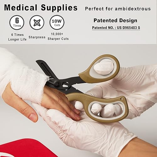 Miniatura 77 de MEUUT Paquete de 2 tijeras médicas para enfermeras, tijeras de vendaje patentadas con cuchillas antiadherentes, tijeras de grado quirúrgico, tijeras