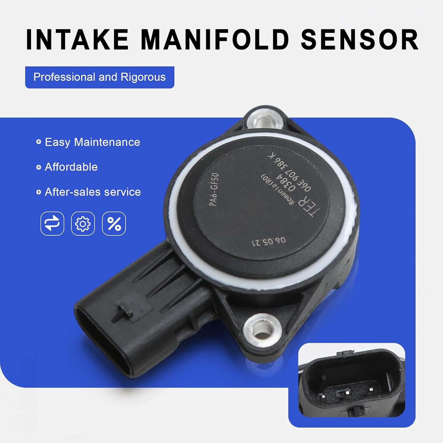 06E907386K 06E907386D Intake Manifold Position Sensor Compatible with 3.0T Audi A5 A7 Q5 Q7 S5 VW Touareg Porsche