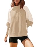 Women&apos;s Mock Neck Oversized Sweatshirts Casual Color Block Long Sleeve Contrast Shoulders Pullover Jumper Tops