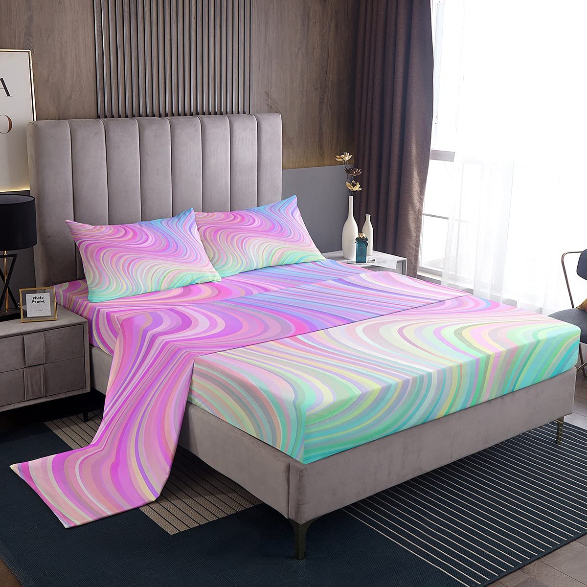 Parure de lit en marbre abstrait pour sublimer une chambre d'ado fille