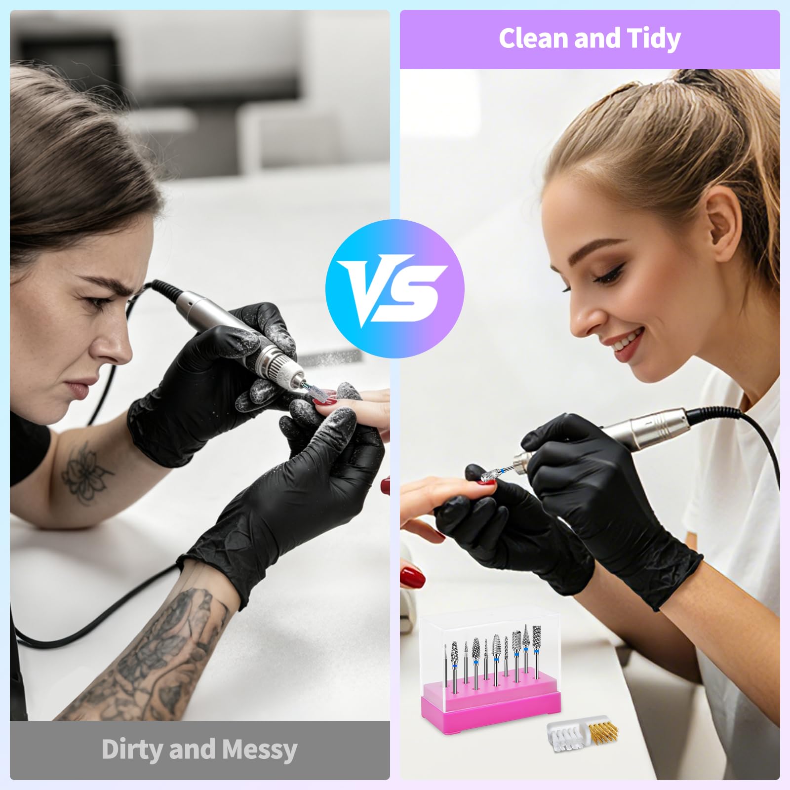 10 Punte Fresa Unghie: Punte in Acciaio Inossidabile per Nail Artist -3/32 Pollici Punte Professionali per Unghie in Gel -Acriliche Facili da Pulire Punta da Trapano per Unghie-Saloni