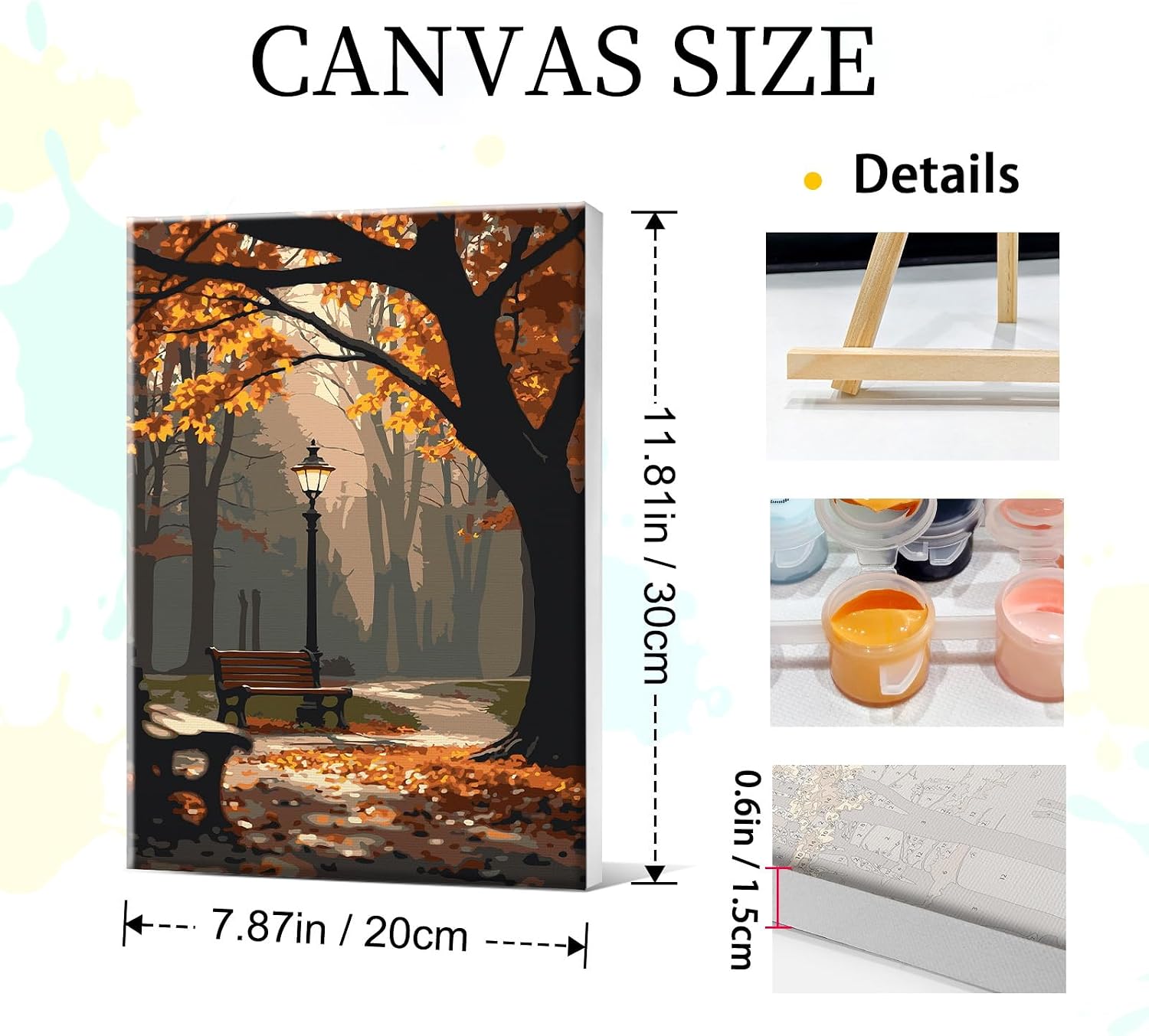 YOYA 4 Pack Framed Paint by Numbers Kit for Adults - Fall Forest Adult Paint by Number Kits on Canvas with Easel, DIY Autumn Landscape Paint by Number Framed Canvas for Home Wall Decor 8x12 Inch