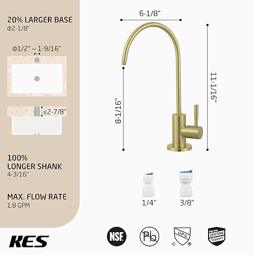 Miniatura 7 de KES Grifo de filtro de agua RO Grifo sin espacio de aire para bebidas de agua potable para sistemas de ósmosis inversa Sistema de filtración de agua