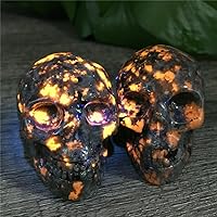 Vista 5 de TEAMWILL 2" Natural flame's Stone Quartz Skull Crystal Hand Carved Healing 1pc