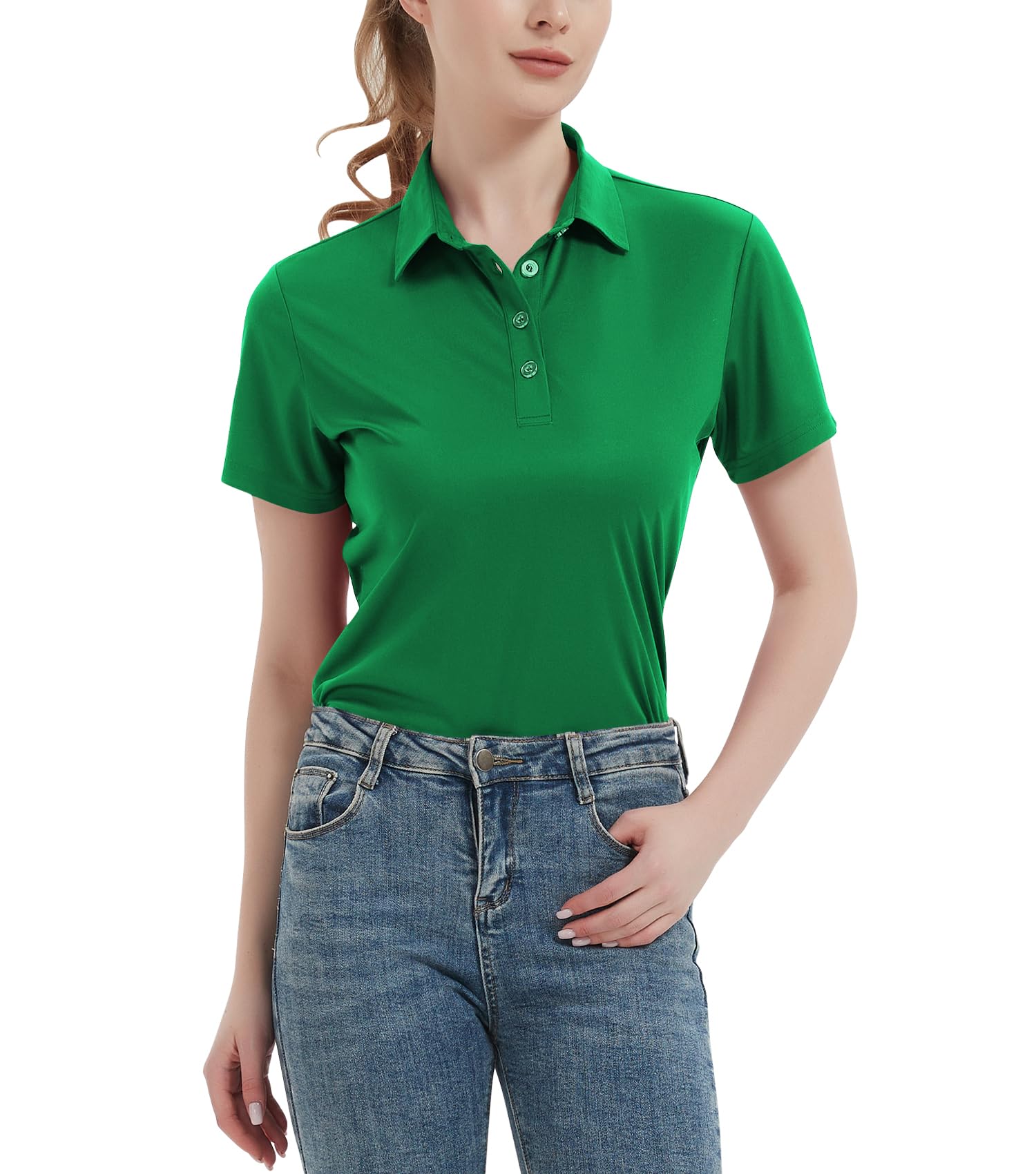 Women's Polo Shirts UPF 50+ Casual Sun Protection Work Quick Dry 4 Buttons Short Sleeve Collared Golf Shirt XS-3XL