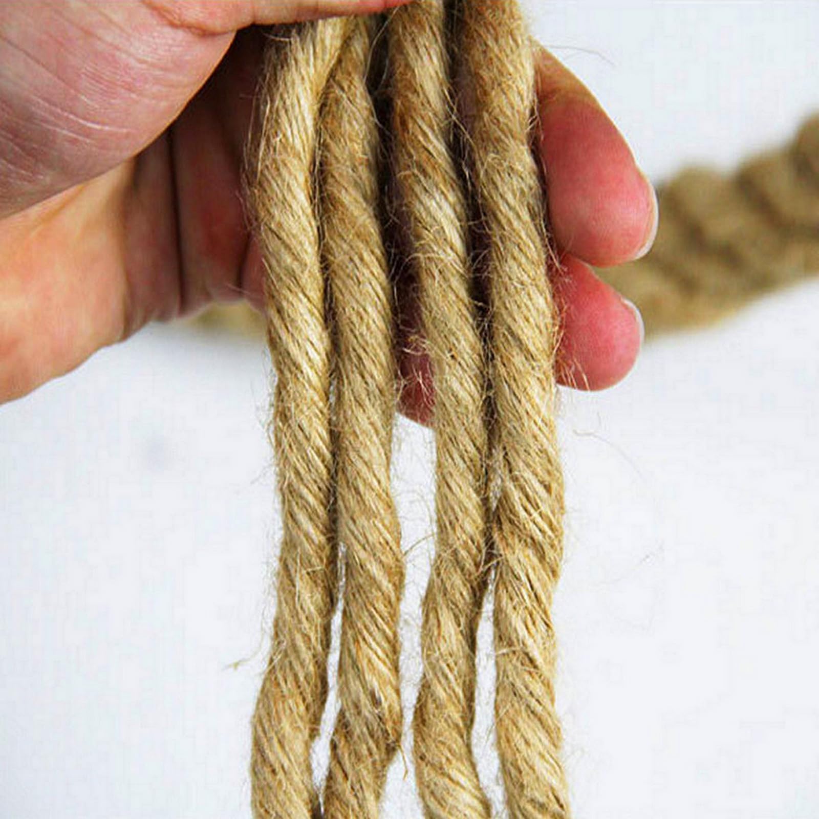 Ancienne Corde En Jute De Manille Naturelle Torsadée - Env. 50 Pieds X 1,75 Pouce