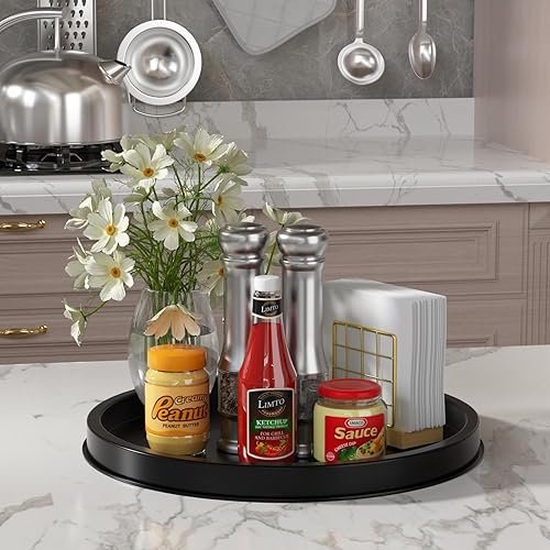 Miniatura 4 de HGF Bandeja decorativa para mesa auxiliar, bandejas redondas de metal ligero de 13 pulgadas para fregadero de cocina, organizador de mesa de centro