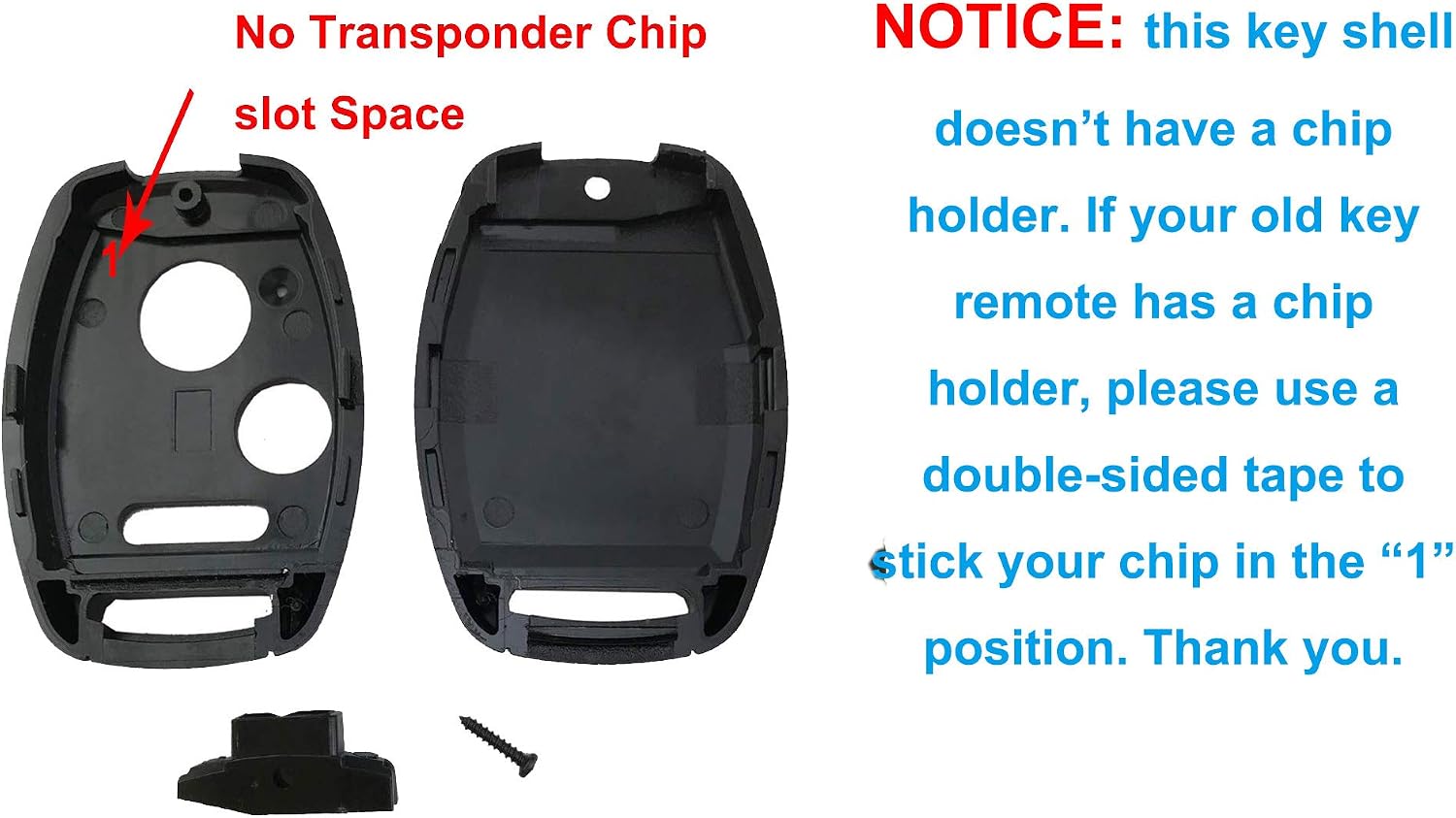 3 Buttons Key Fob Shell Case Fit for Honda Civic CR-V Crosstour Fit Pilot CR-Z Odyssey Accord Replacement Keyless Entry Remote Control Car Key Fob Cover (1 Black + 1 Red)