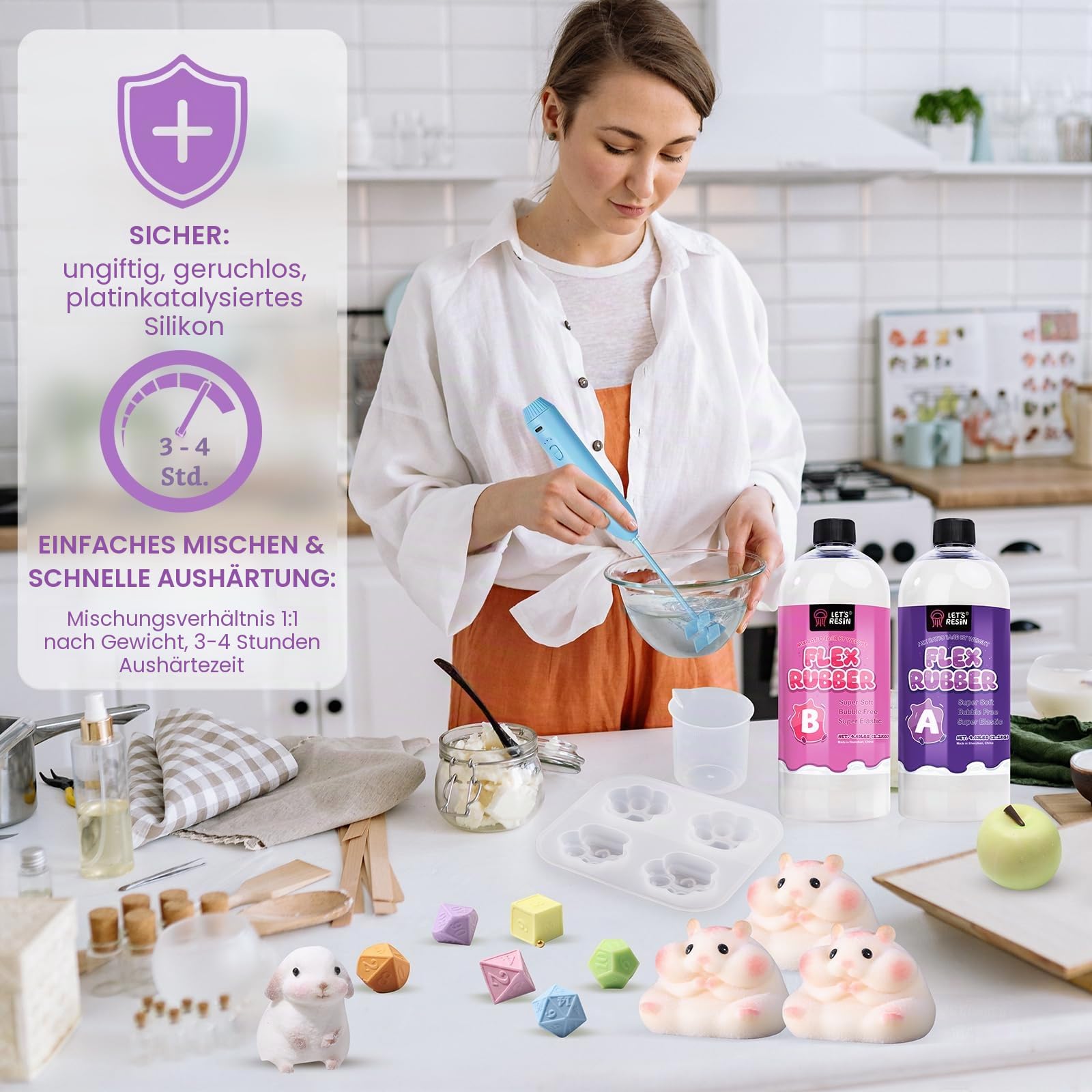 LET'S RESIN Flüssiges Silikon für Squishy Maker, 1,701.0 g Super Soft Silicone Rubber Making Kits -1:1 Verhältnis nach Gewicht, DIY Dekompression Geschenk