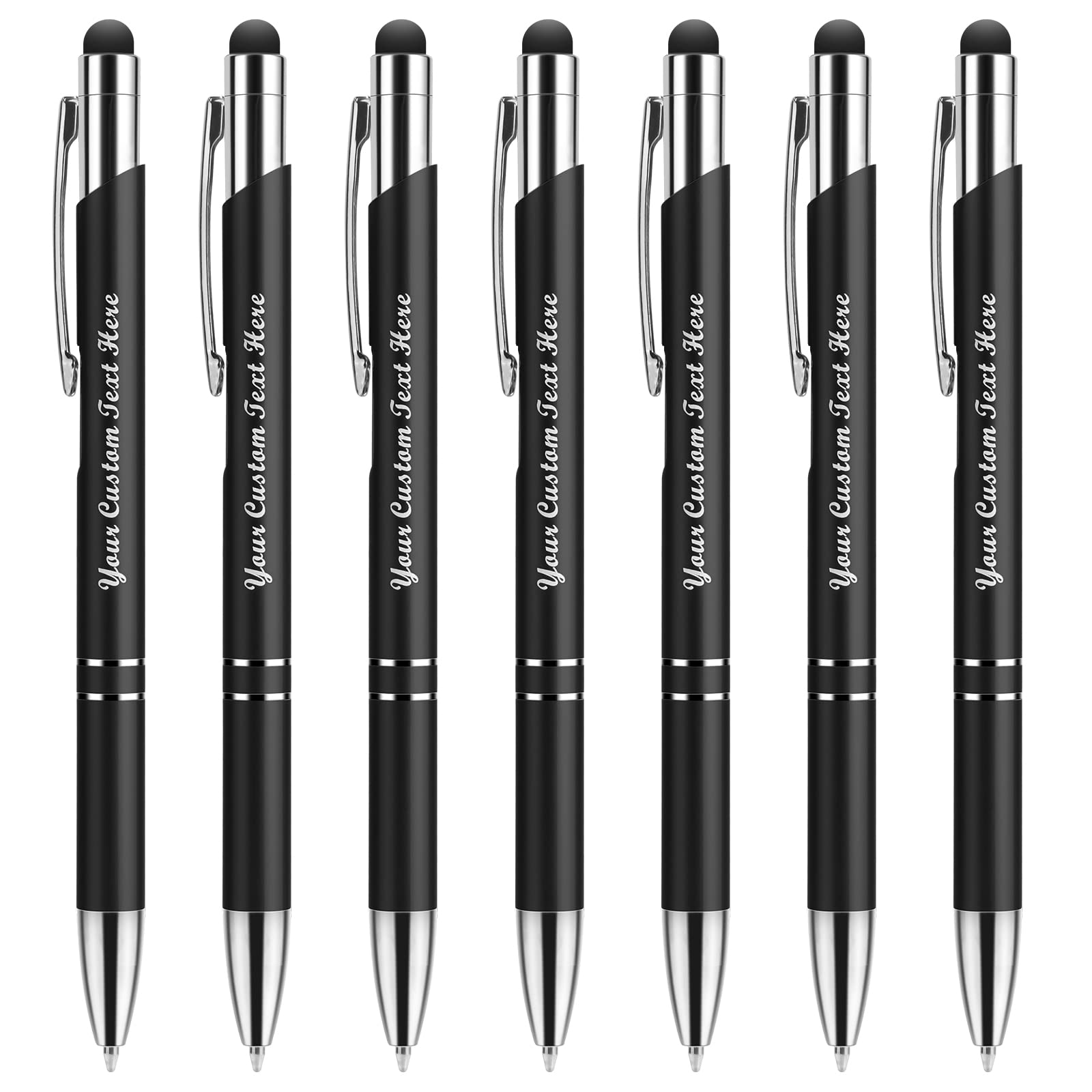 Personalized Pens with Stylus - Custom Metallic Printed Name Pens with Black Ink - Engraving with Logo or Message - Great Gift Ideas - FREE PERSONALIZATION 50 pcs pack