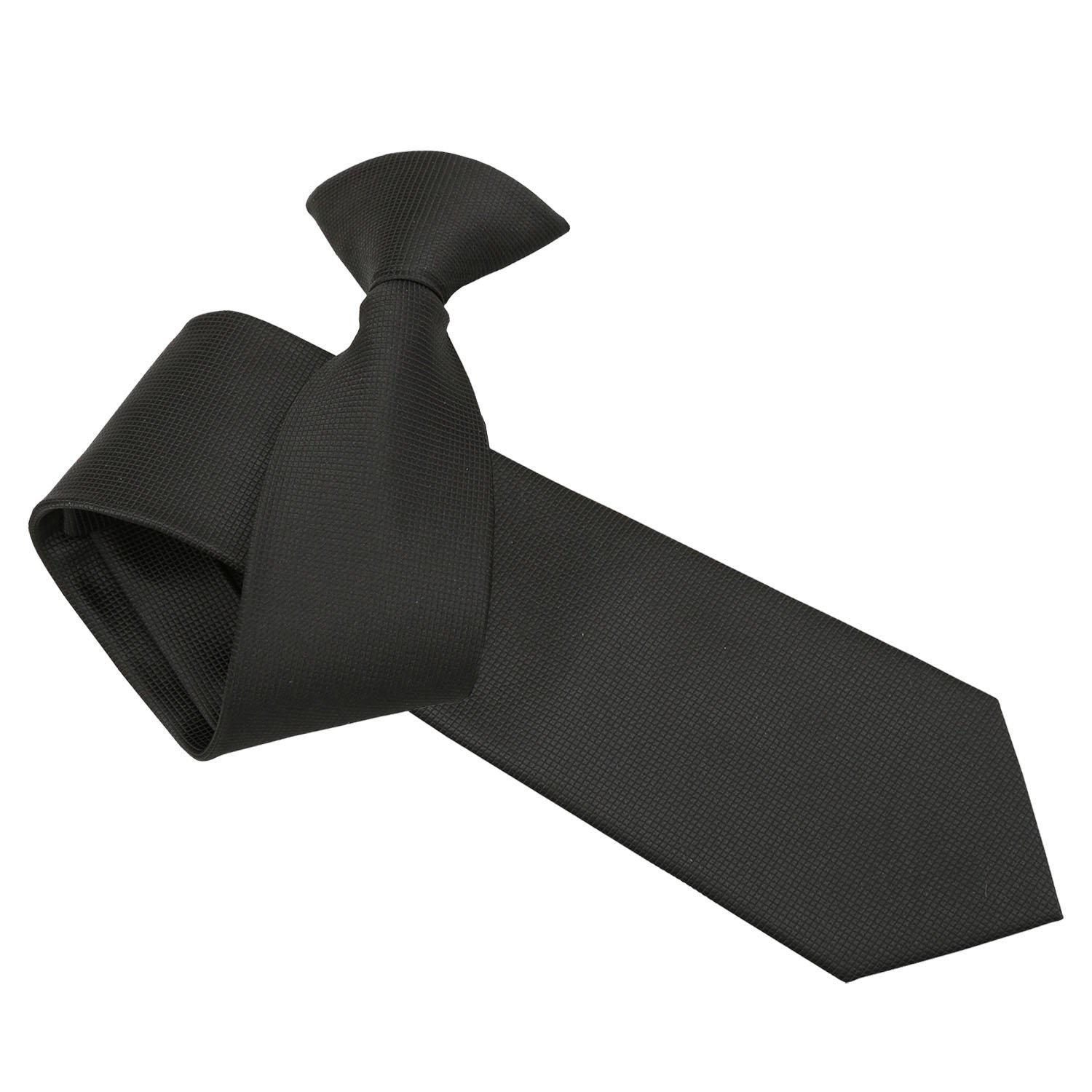 DQT Mens Check Pattern Clip-On Tie – Pre-Tied Necktie for Wedding, Business & Formal Wear, Easy Fasten - Black
