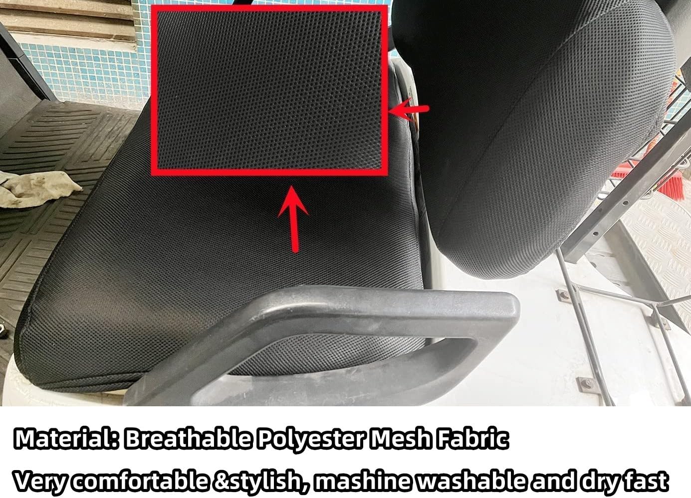 Dr.Acces Golf Cart Seat Cover Front+ reat seat Cover,Polyester Mesh |Breathable Bench Seat Cover for EZGO TXT RXV & Club Car DS 2000-up with 4 Seats (Flat Backrest)