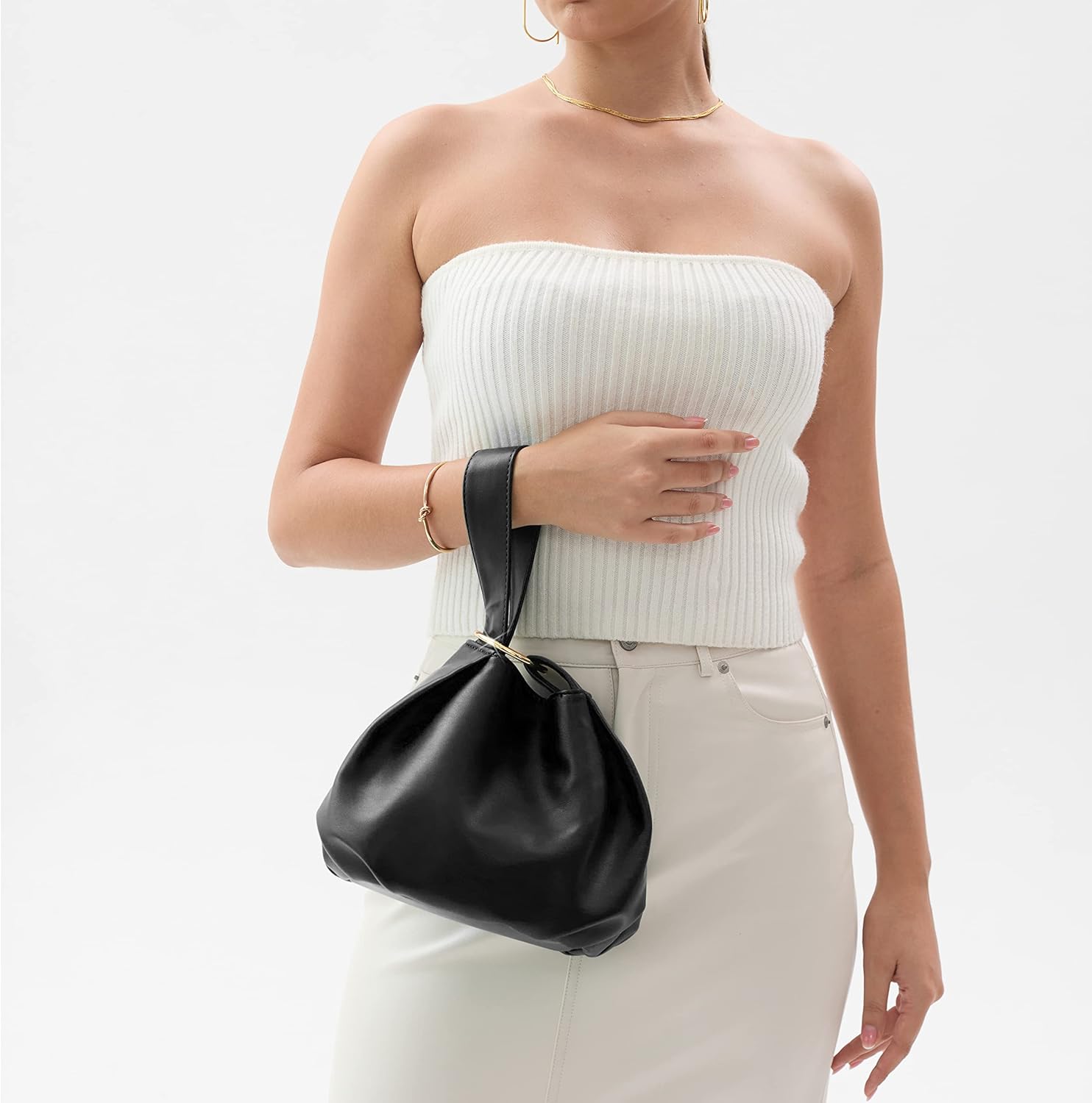 Women's Clutch Soft Vegan Leather Hobo Top Handle Bag Small Tote Purse - Image 2