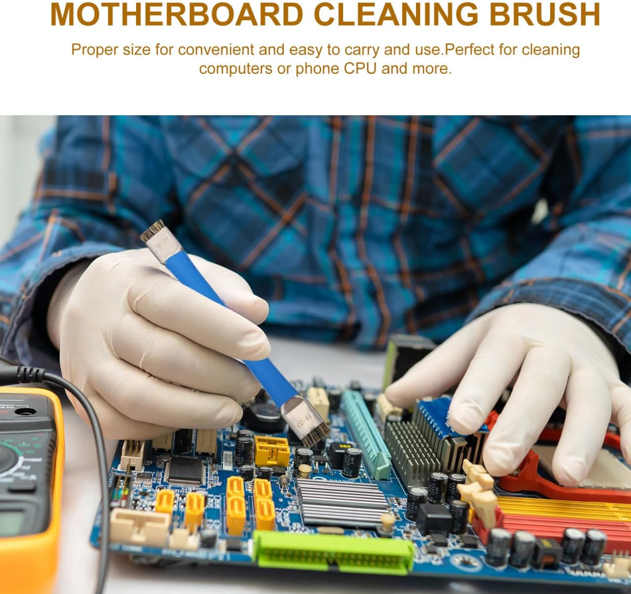 Mikikit Double Head Anti-Static Cpu Cleaning Brush 5.31In Esd Safe Circuit Ic Cleaner Tool for Phone Motherboard Maintenance