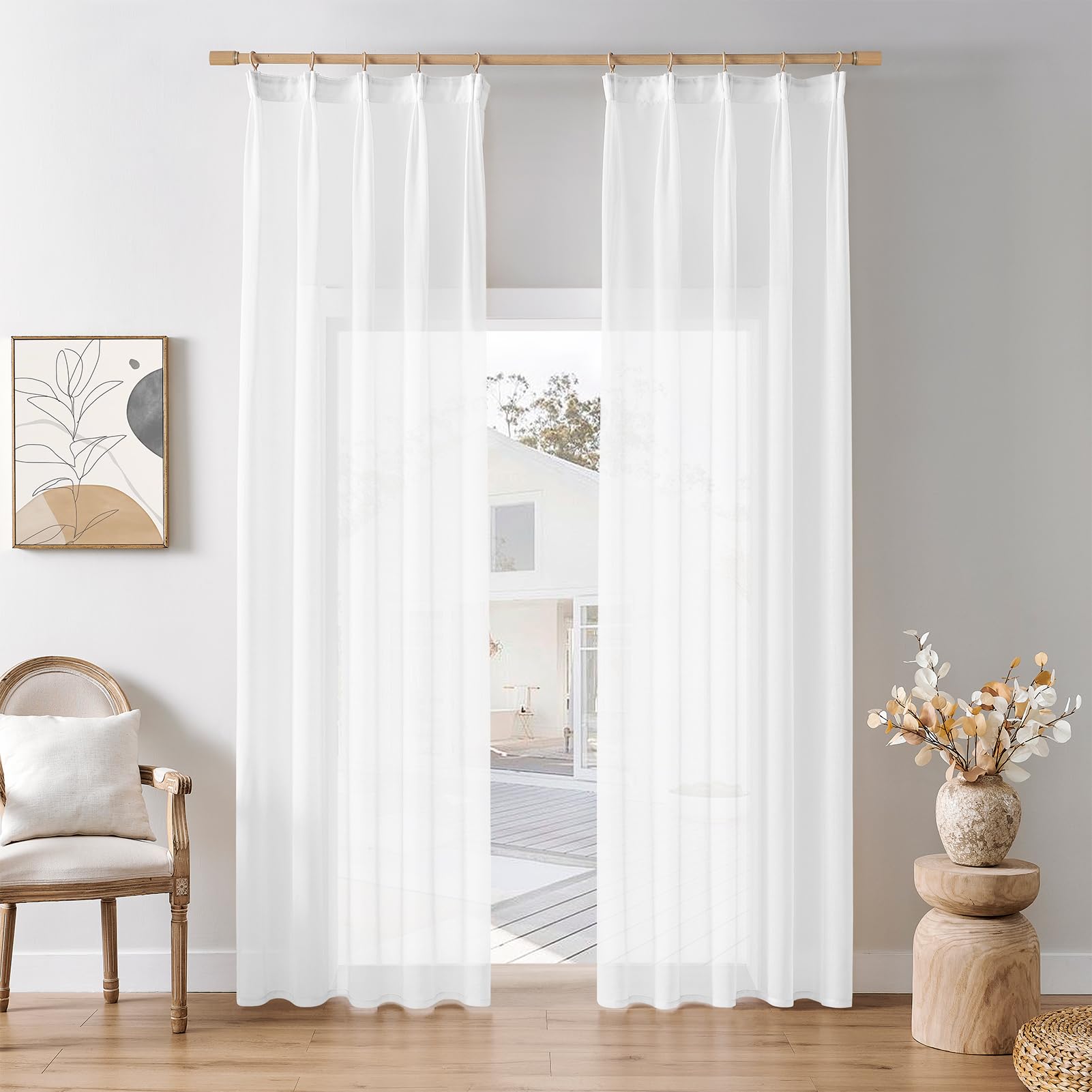 Softalker Gardinen Kräuselband Transparent Vorhang Schlaufenschal Weihnachts Deko Modern Küchen Schlafzimmer, 2 STK