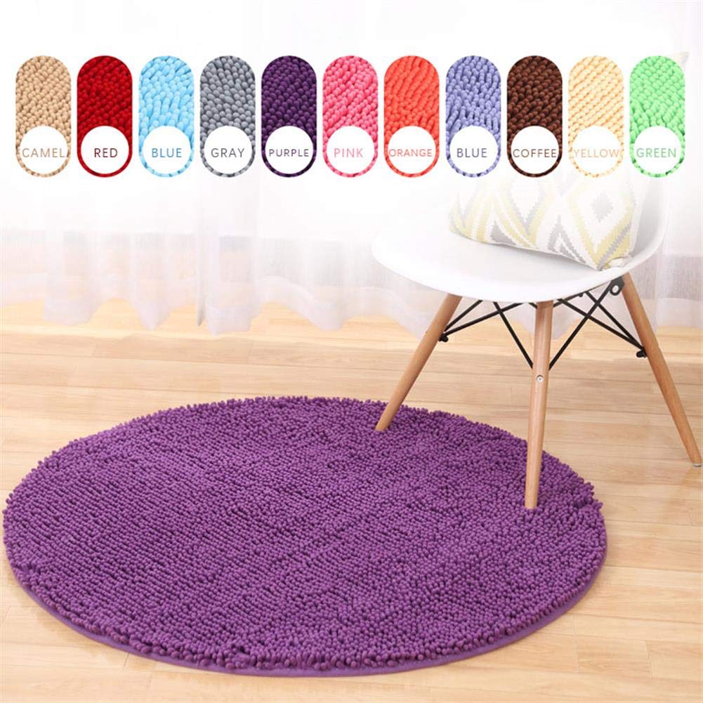 Alfombra redonda de felpilla morada, antideslizante, de microfibra suave, absorbente de agua, lavable a máquina, 160 cm, ideal para decoración de baño y comodidad