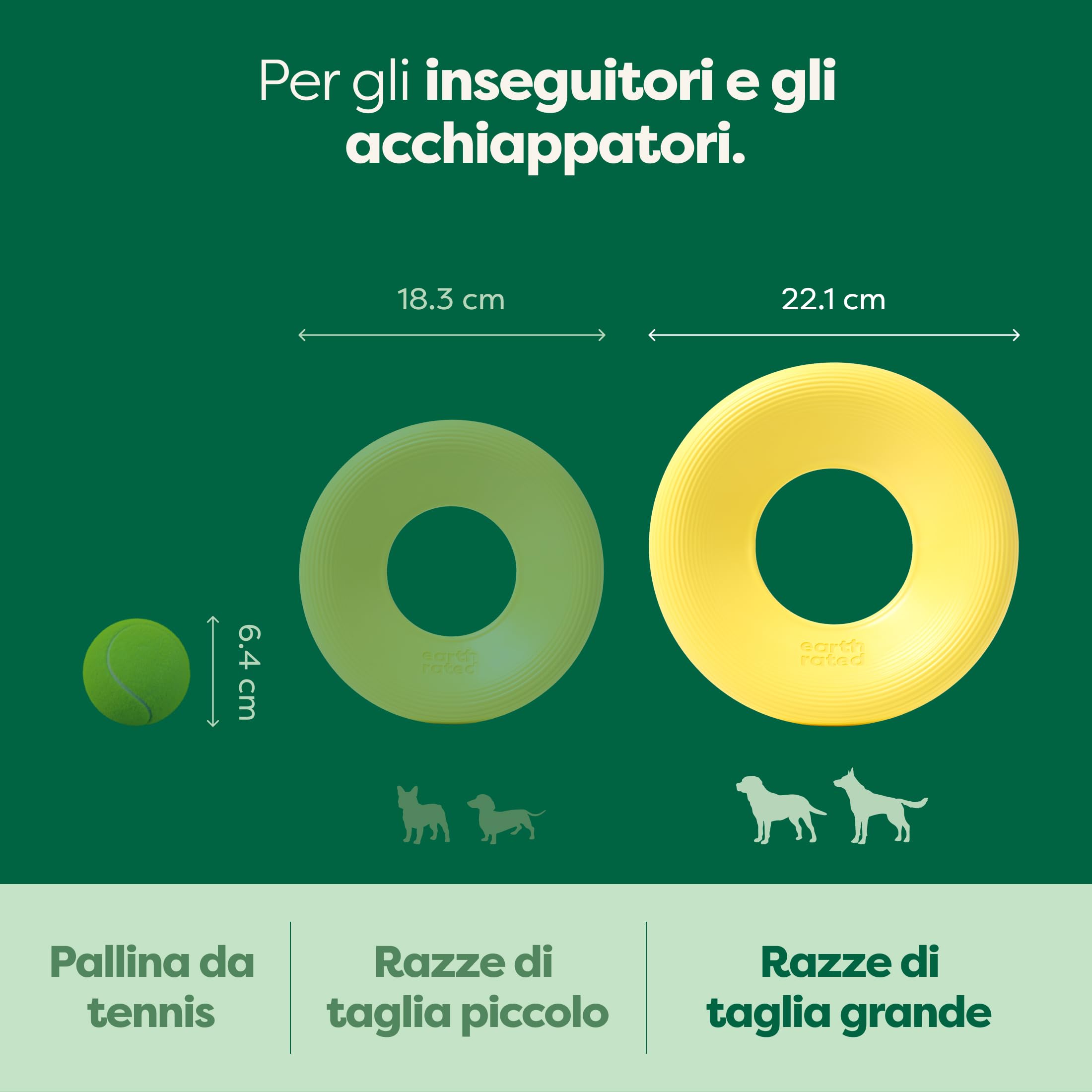 Earth Rated Disco volante per cani, giocattolo interattivo per cani adulti e cuccioli, galleggia in acqua, grande, giallo