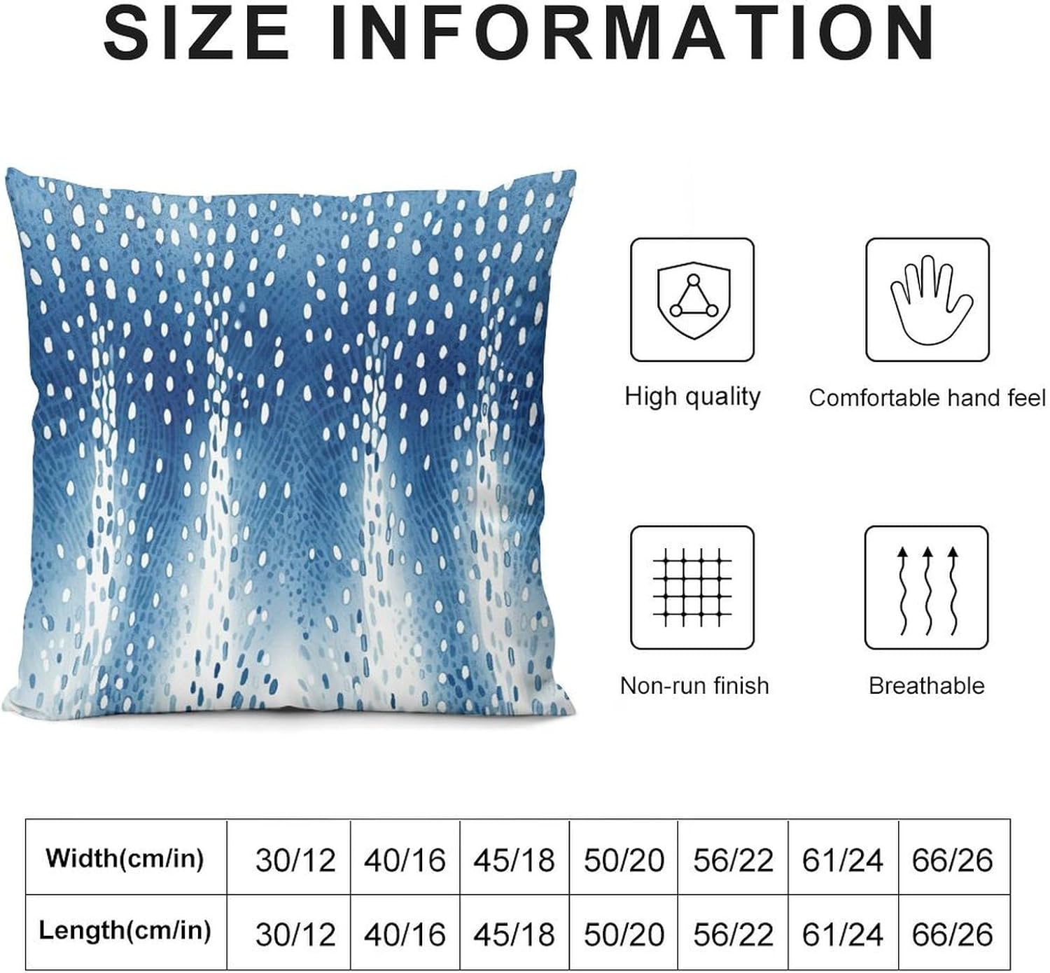 ArogGeld Watercolor Abstract Blue Geometry Sofa Pillowcase Set of 2 Blue and White Antelope Print Throw Pillow Cover Asian Scenic Chinoiserie Double Side Velvet Check Pillow for Bedroom 26"x26"