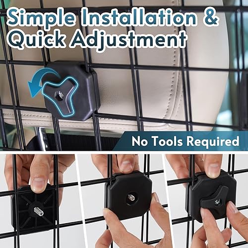 Miniatura 6 de rabbitgoo - Barrera protectora para perros en automóvil, ajustable, corte universal, resistente, malla de alambre y divisor de seguridad