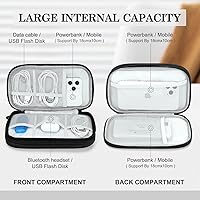 Vista 3 de FYY Organizador para cosas electrónicas, para viajes, para cables, cargadores y celular, estuche portátil, impermeable, doble capa, bolsa de Negro