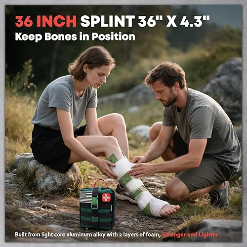 Miniatura 3 de Kit de primeros auxilios para trauma, suministros de emergencia con vendaje de trauma, férula plegable, sello de pecho y apósitos para quemaduras