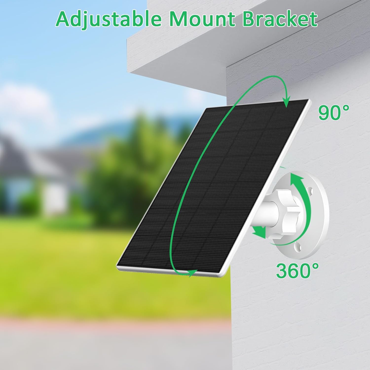 FUTUREZEN 2W Solar Panel for Security Cameras, 5V Solar Charger for Rechargeable Battery Cameras with Micro USB & USB-C Ports, IP65 Waterproof, 360° Adjustable Mount, 7.2 ft Cable (2 Pack, White)