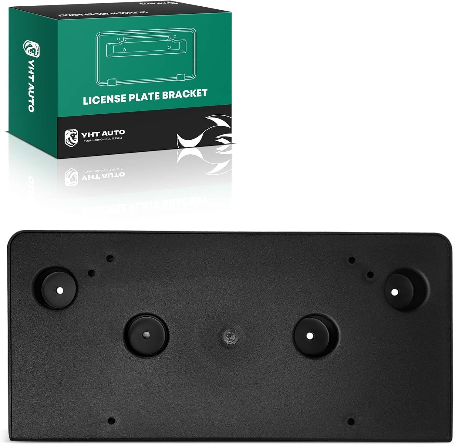 YHTAUTO Front License Plate Frame w/o Screws Compatible with GMC Terrain 2016-2017, Plastic Black Bumper License Plate Bracket, No Drill Licence Plate Holder