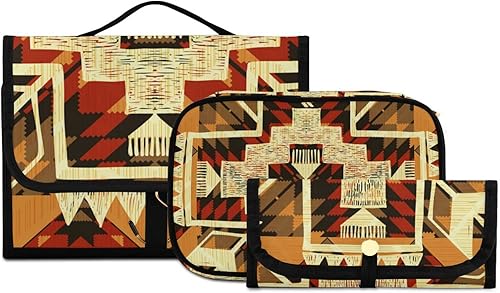 WELLDAY Neceser de viaje de estilo nativo americano estuche para brochas de maquillaje organizador de accesorios resistente al agua para mujer 3