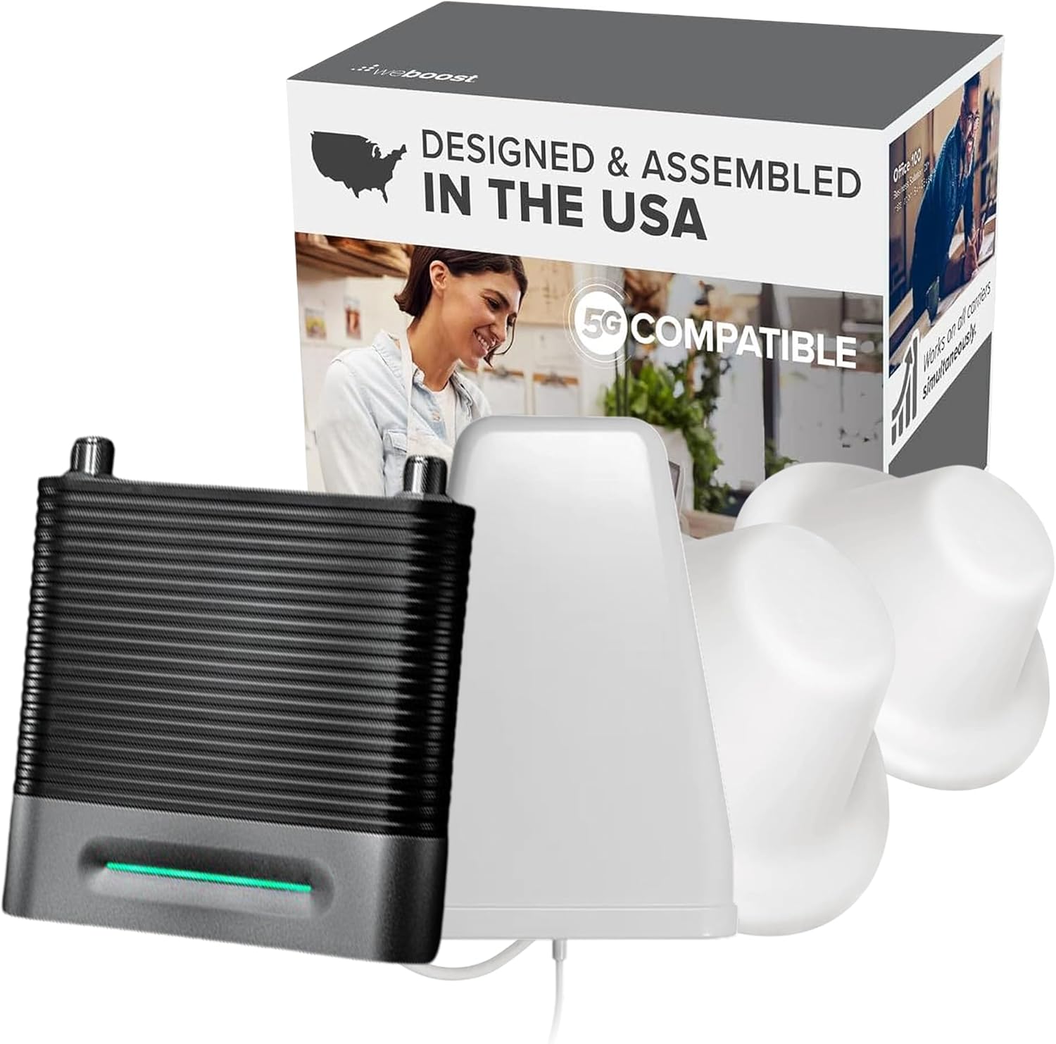 weBoost Metal Building I00 Cell Phone Booster Kit | Yagi/Dome for Semi-Rural Areas | Boosts 5G/4G LTE Up to 8,000 sq ft | for Buildings with Metal Roofs | Supports All U.S. Carriers | FCC Approved